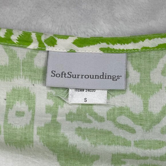 Soft Surroundings Beaded Tunic Top Womens Small Relaxed V-Neck Green 100% Cotton - Picture 4 of 15
